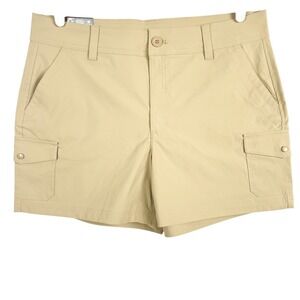 Eddie Bauer Women's Hiking Utility Cargo Pocket Shorts Khaki Stretch Size 14 NWT